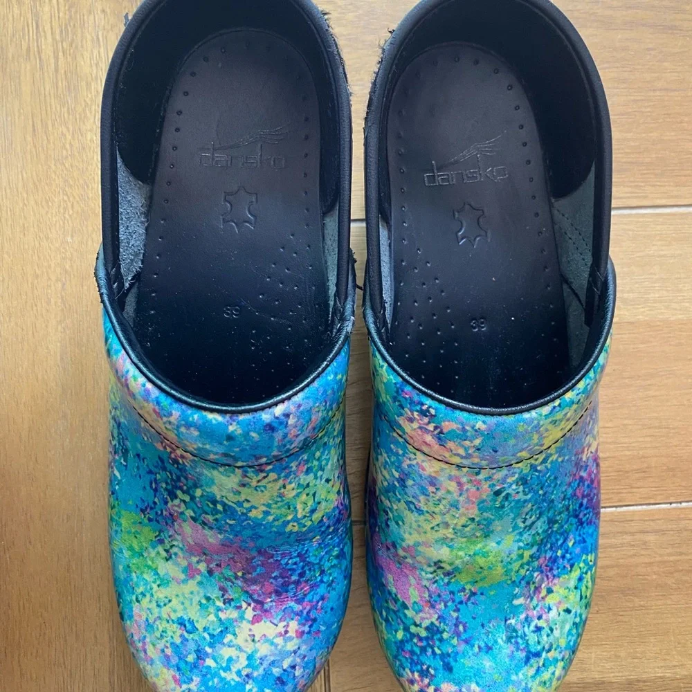 Dansko Watercolor Clogs Shoes Sz. 8.5 / 39 - Picture 2 of 12